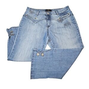 VNTG Soho Babe Low Rise Flare Jeans Sz 13 Y2K Moto Style Aesthetic Studded Denim